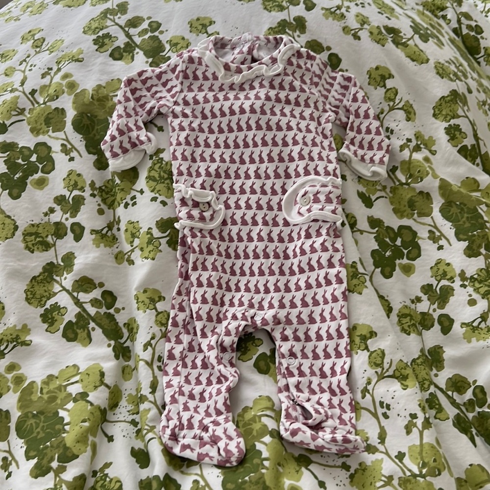 Lila and hayes newborn pajama onesie with footies bunny rabbit